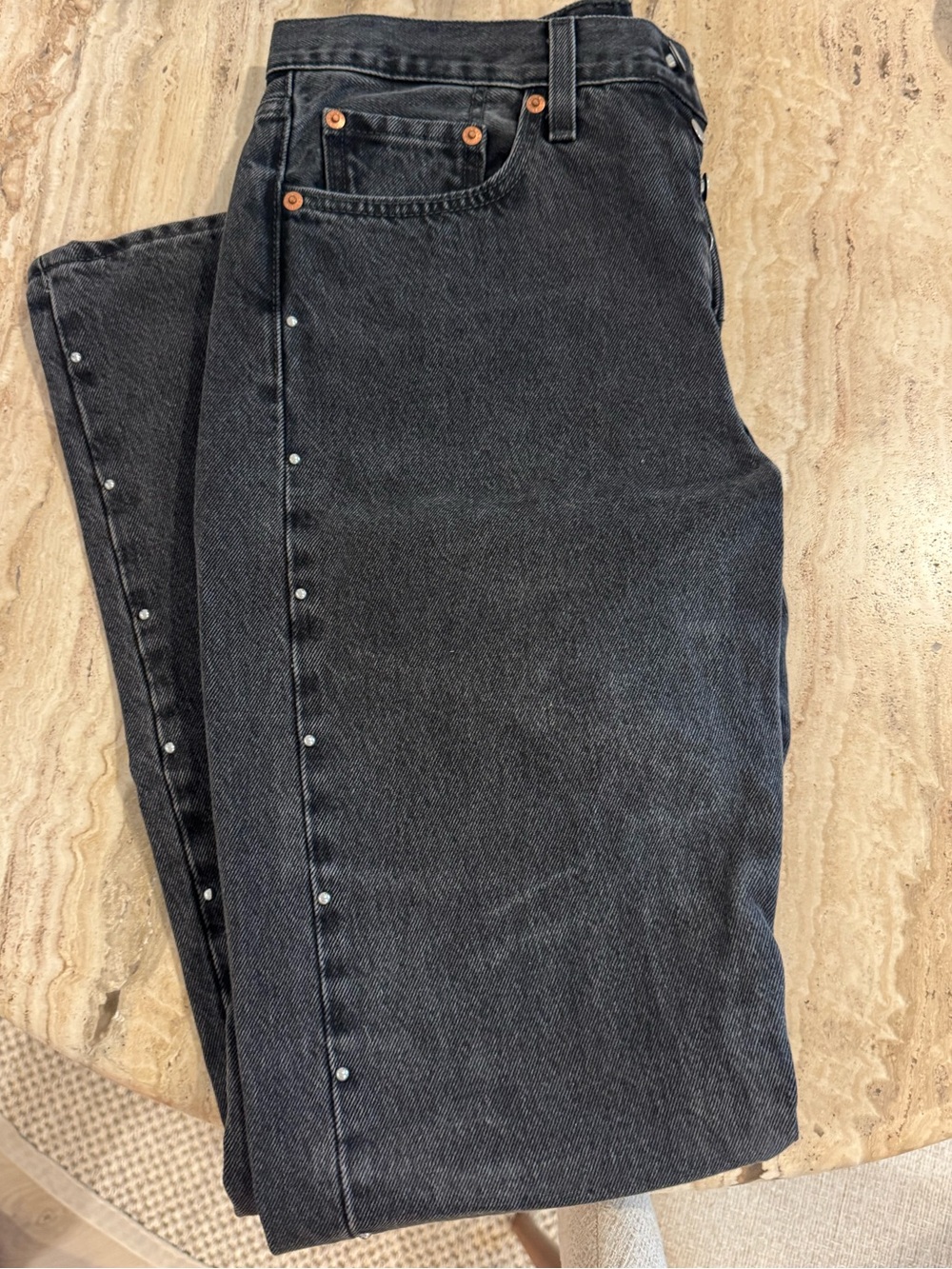 Levi’s silver studded black jeans
